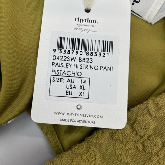 RHYTHM. X Free People Paisley Hi String Bikini Bottoms Sz XL Pistachio - Picture 6 of 9